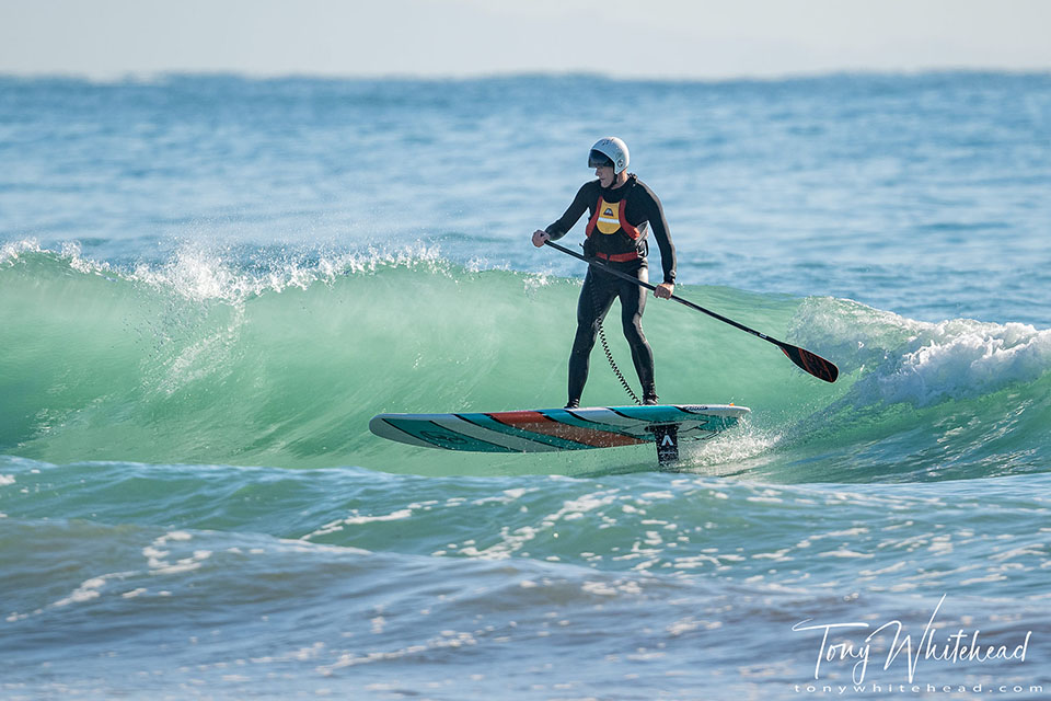 photo of a hydrofoiling Stand-up Paddleboard, Mount Maunganui